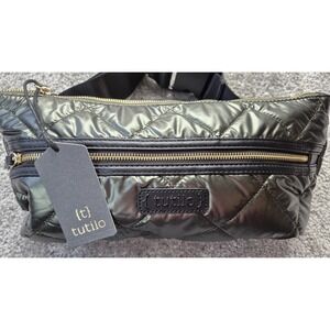 Tutilo black quilted Nylon waist‎ bag Olive Green Fanny Pack  Zipper Closure NWT